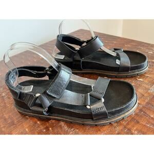 Clark's Artisan Unstructured Harbour Black Leather Sandals Women's Sz 10 M Boho